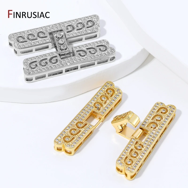 18K Gold Plated Brass Decorative Fastener Closure Clasps Connector,Multi Rows Pearl Clasps For DIY Jewelry Making Supplies