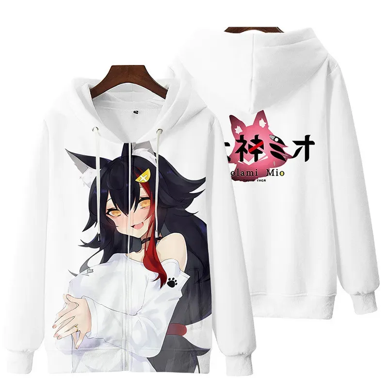 2025 11 VTuber Ookami Mio 3D 인쇄 남성/여성 가을 패션 후드 티 셔츠 긴 소매 Pollover Jacket Clothes