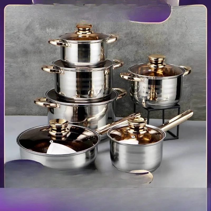 Stainless Steel Pot Set, Kit, Thickened, Kitchenware Soup Pot Cookware