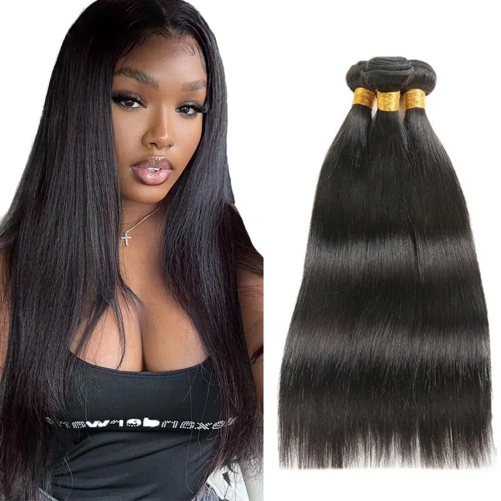 10A Human Hair Bundles Straight Hair Bundles Brazilian Straight Human Hair Bundles 18 20 22 24 Inch 100% Unprocessed Virgin Weav