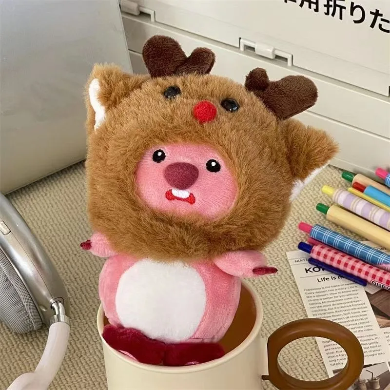 

15cm New Cartoon Little Beaver Plush Stuffed Soft Doll Pendant Elk Head Set Loopy Student Schoolbag Pendant Girl Boy Gift Toys