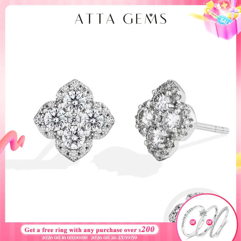 Attagems – boucles d'oreilles en diamant Moissanite pour femmes, D VVS1, en argent Sterling S925 plaqué or 18 carats, bijoux de fiançailles, cadeaux de mariage