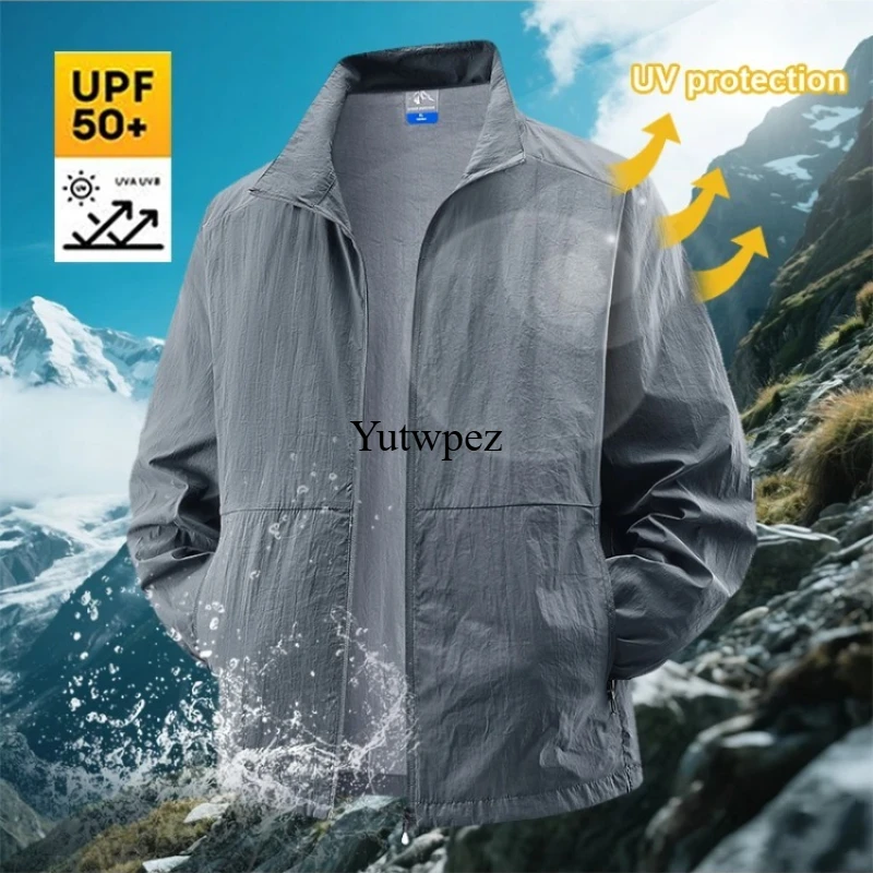 Summer Men's Sun Protection Jacket Lightweight Outdoor Windbreaker Quick Dry Breathable UV Coat for Hiking Running Travel Beach