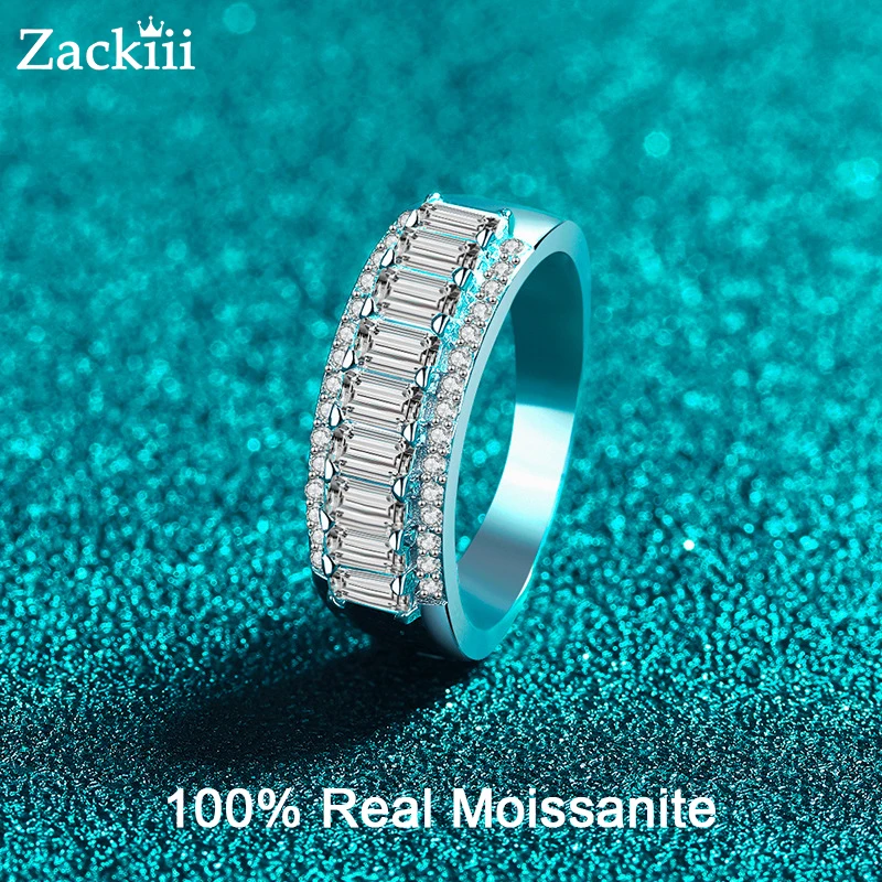 

Кольцо с муассанитом изумрудной огранки для женщин, 2*4 мм, всего 1,89 карата, модные универсальные ювелирные изделия, кольцо из чистого серебра 925 пробы для девочек