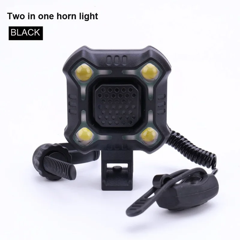 2 in1 4 Lamp Cycling Light 140 dB Bike Bell Front Bicycle Headlight 4 Modes Safety Night Cycling Lamp+Loud Alarm Security