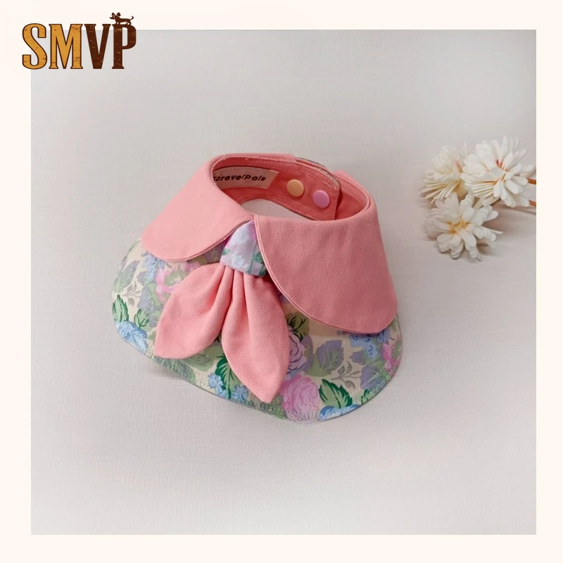 

Оригинальный дизайн, розовый, в корейском нежном стиле, с принтом роз в технике масляной живописи, декоративный слюнявчик-полотенце для кошек и собак, аксессуары для домашних животных