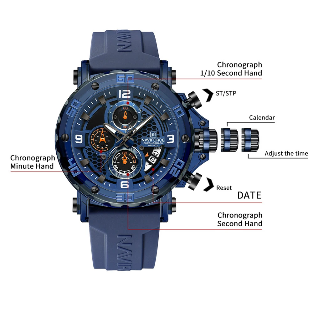 New NAVIFORCE 2025 Luxury Military Men Watch Chronograph Quartz Luminous Man Wristwatch Sports Waterproof Watches Men Reloj - Image 3