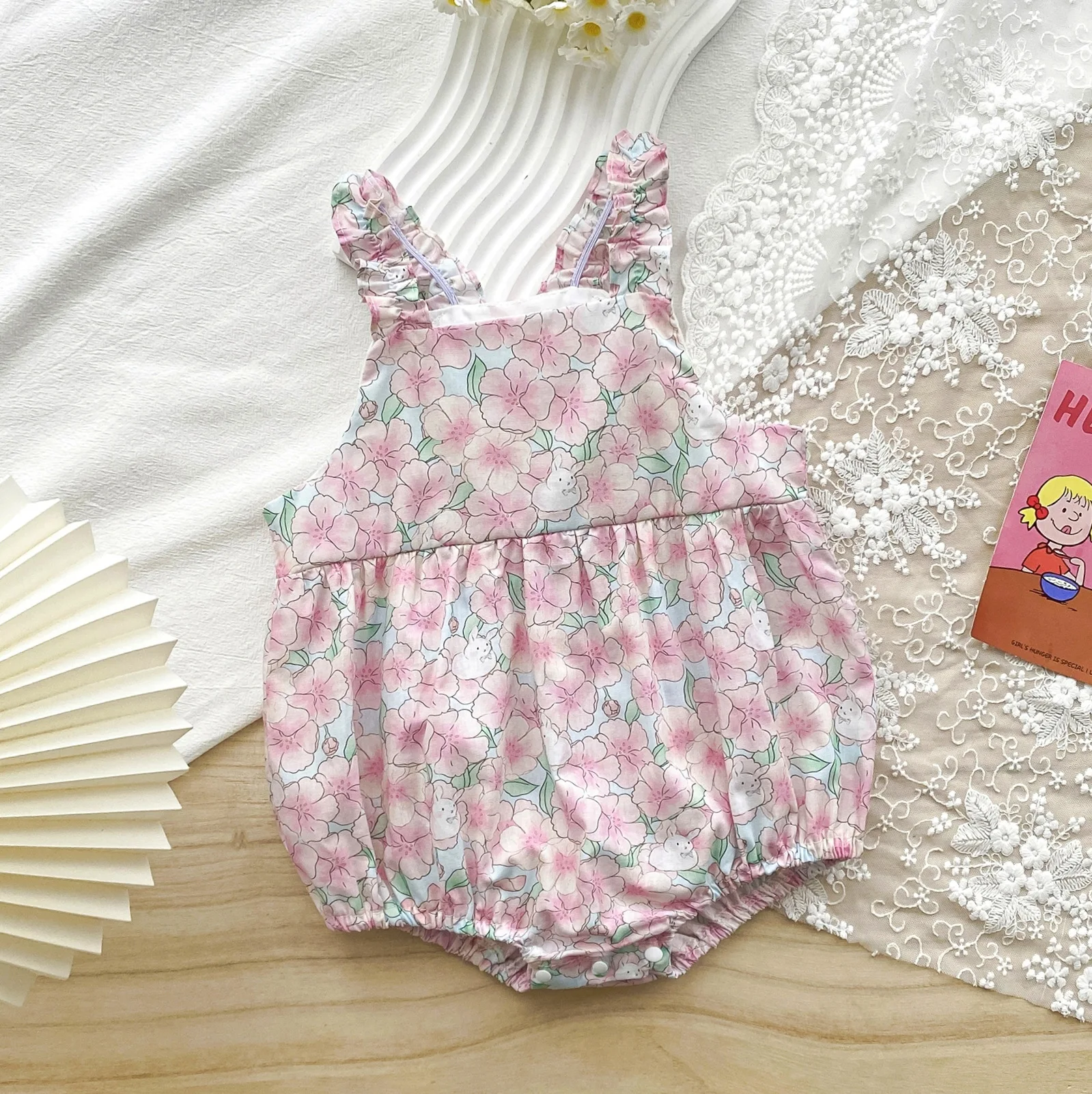 

Детские комбинезоны на подтяжках для девочек, комбинезон без рукавов с цветочным принтом для девочек, летняя одежда для скалолазания с трехмерными крыльями для девочек