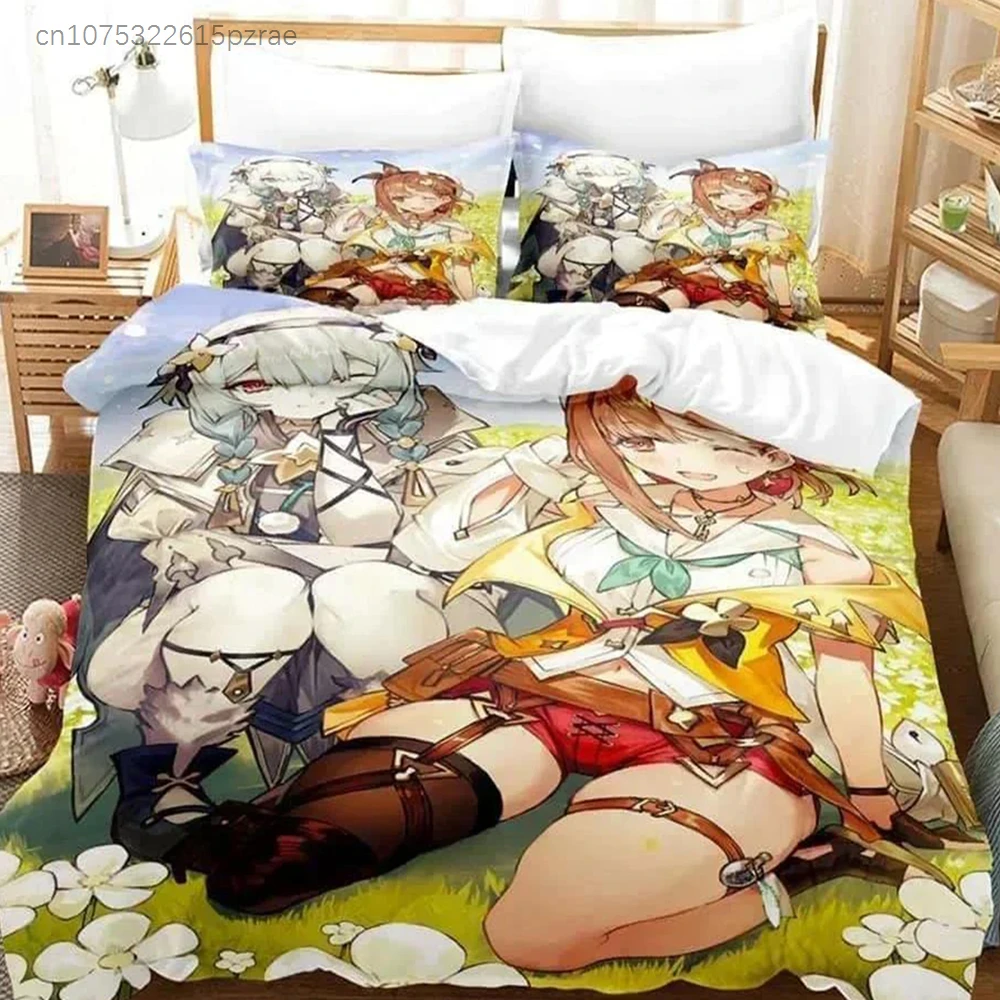 3D Anime Atelier Ryza 2 Lost Legends The Secret Fairy Bedding Set Single Twin Full Queen King Size Bed Set Adult Kid Bedroom