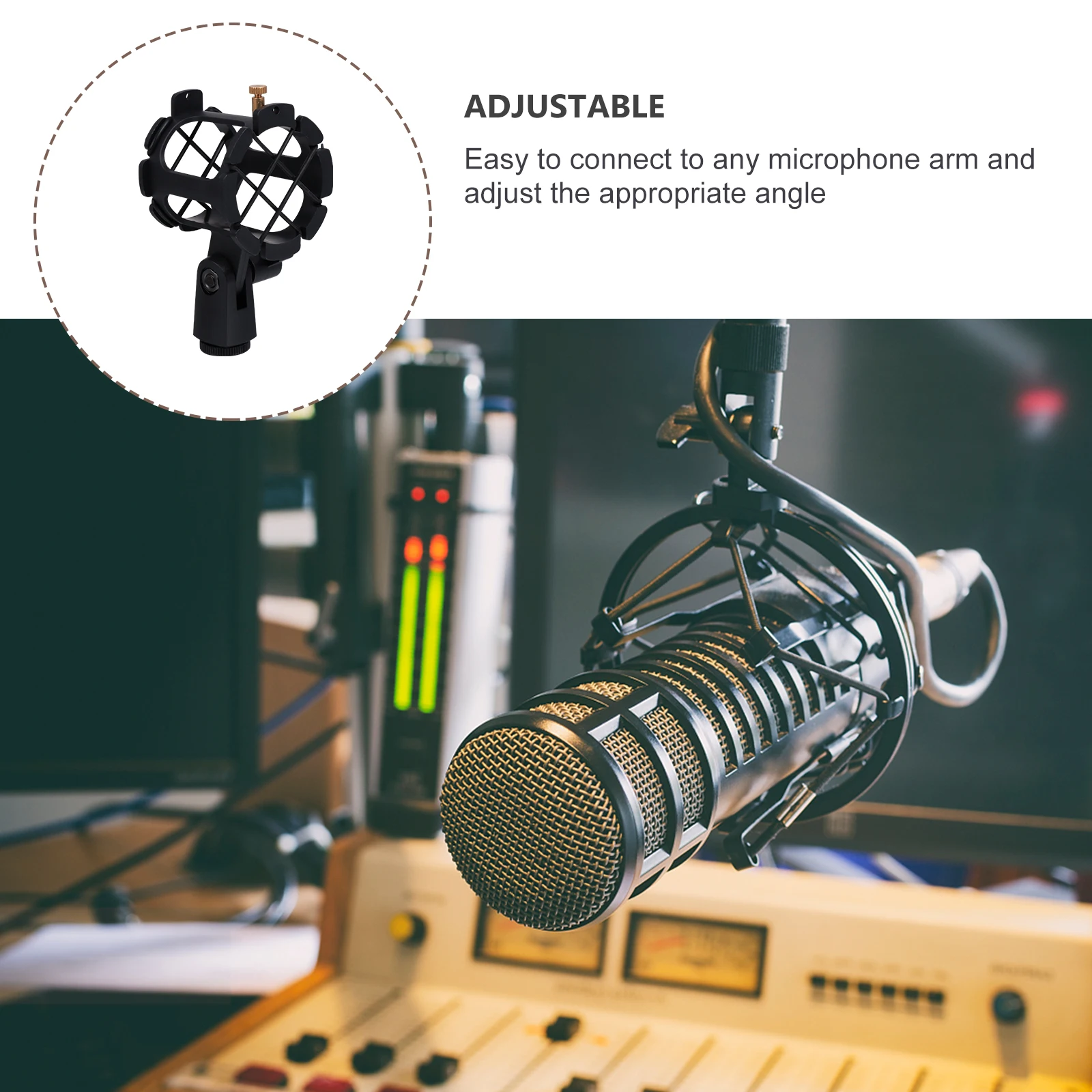 

Anti-Vibration Mic Clip Holder For Condenser Lightweight Adjustable Angle Microphone Mount Suitable For Vlogging Podcasting