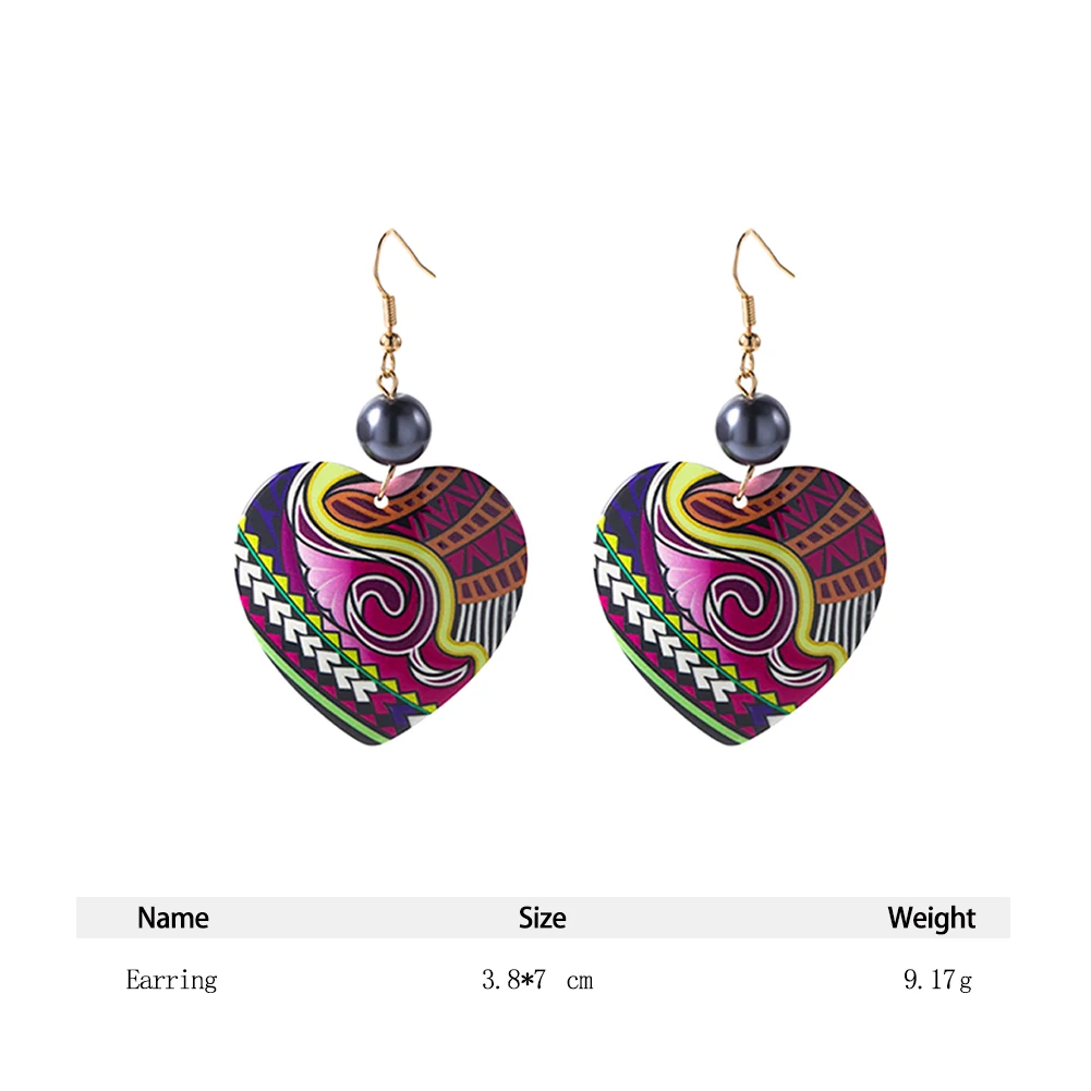 Cring Coco Hawaiian Acrylic Earrings French Polynesia National Woman Fashion Printed Cook Island Drop Earring Jewelry for Women