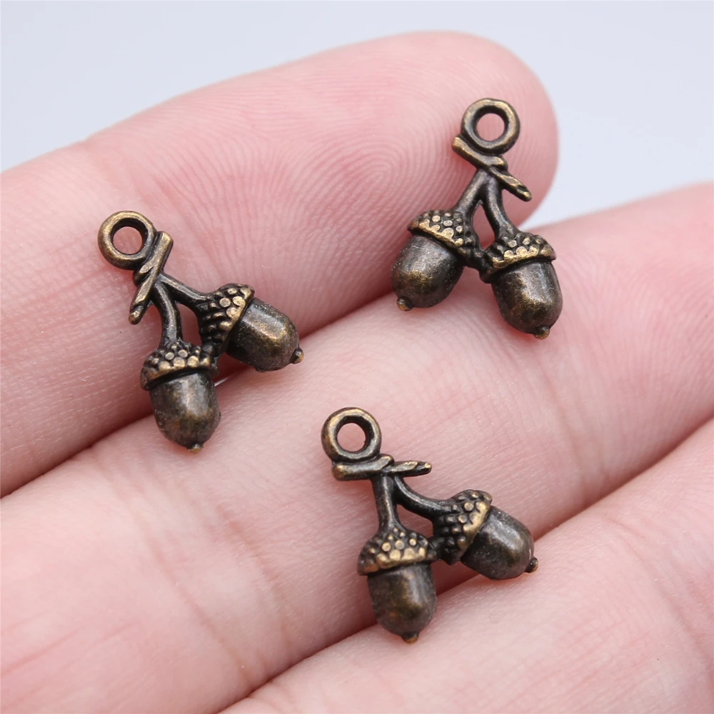 WYSIWYG 20 sztuk 14x10mm antyczny brąz kolor antyczne srebro orzech laskowy żołądź Charms do tworzenia biżuterii