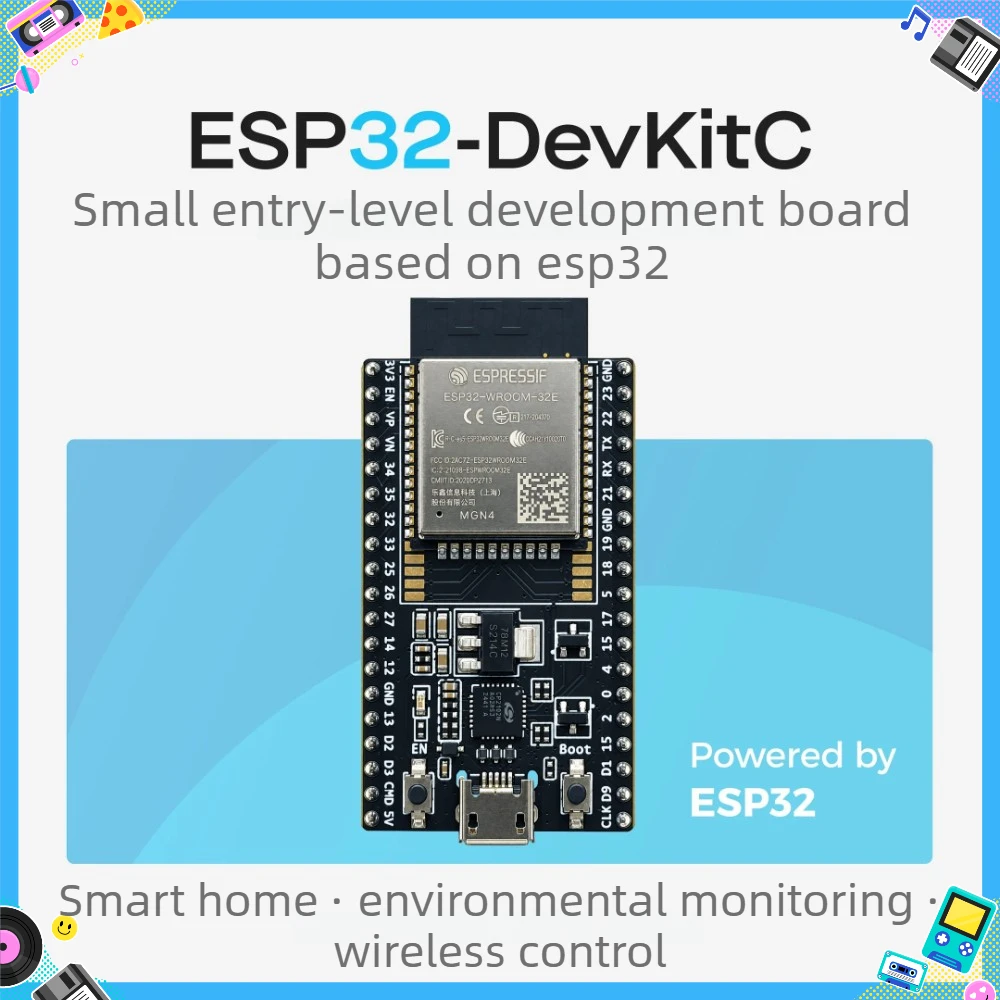 ESP32-DevKitC Development Board Custom Location Tracking Gesture Recognition Environment Monitoring Pin Header for Office DIY