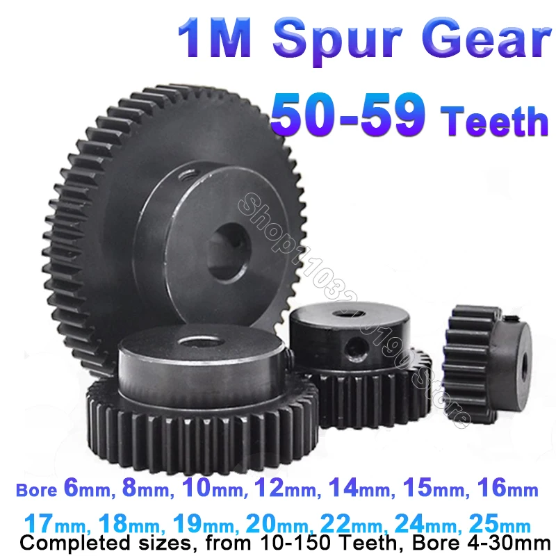 

1Pc 1M 50-58 Teeth Spur Gear Bore 6/8/10/12/14/15/16/17/18/19/20/22-25mm 1 Module Pinion Motor Gear With Step Transmission Parts