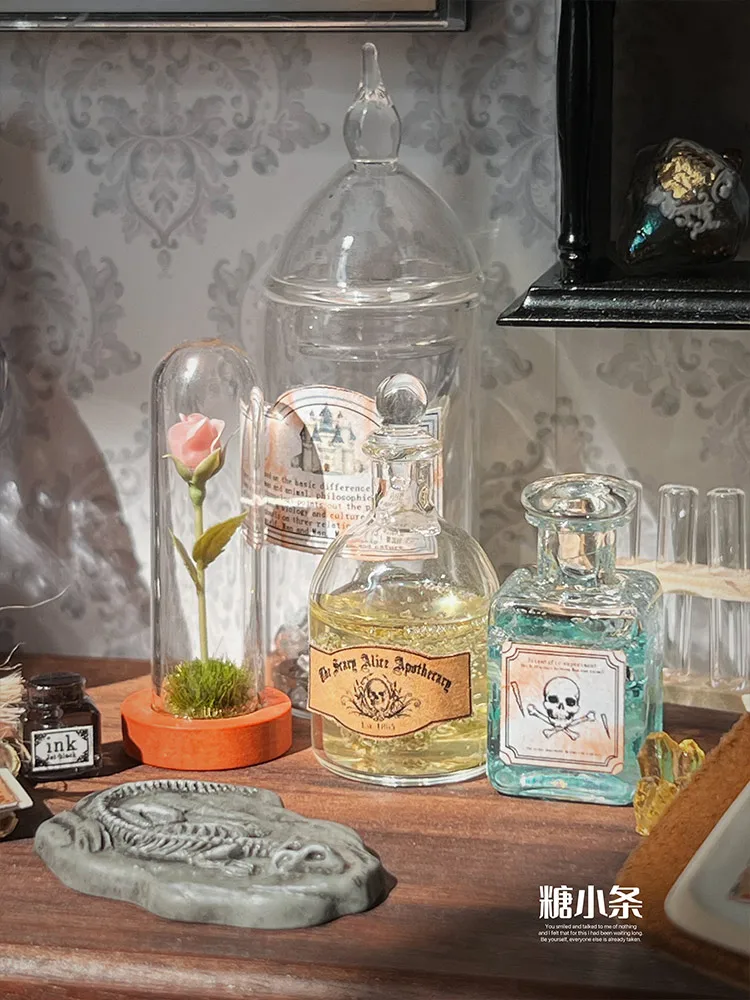 6Points DollHouse Miniature Magic Potions Retro Magic House Bryce Model BJD Potion Bottle Ob Scene Accessory Hourglass Gem Model