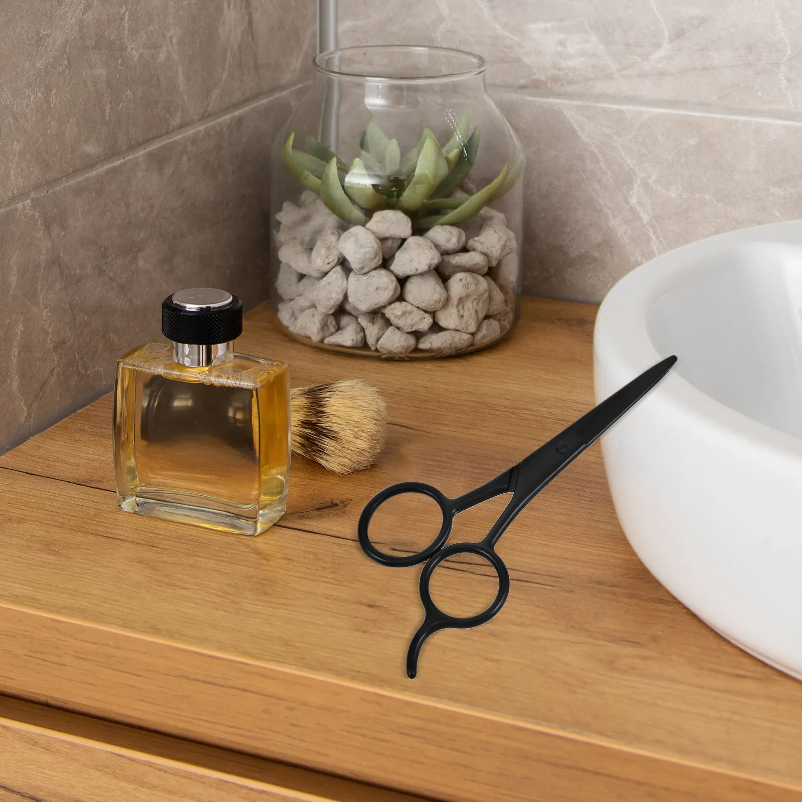 

2Pcs Stainless Steel Beard Trimming Scissors Set Black Small Scissors for Men Eyebrow Mustache Hair Facial Grooming Detail