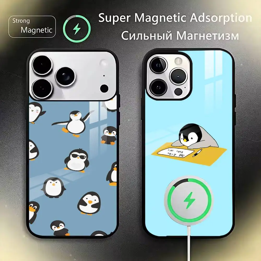 

Penguin Cute Phone Case For iPhone17,16,15,14,13,12,11 Plus,Pro Magnetic For Magsafe Wireless Charging