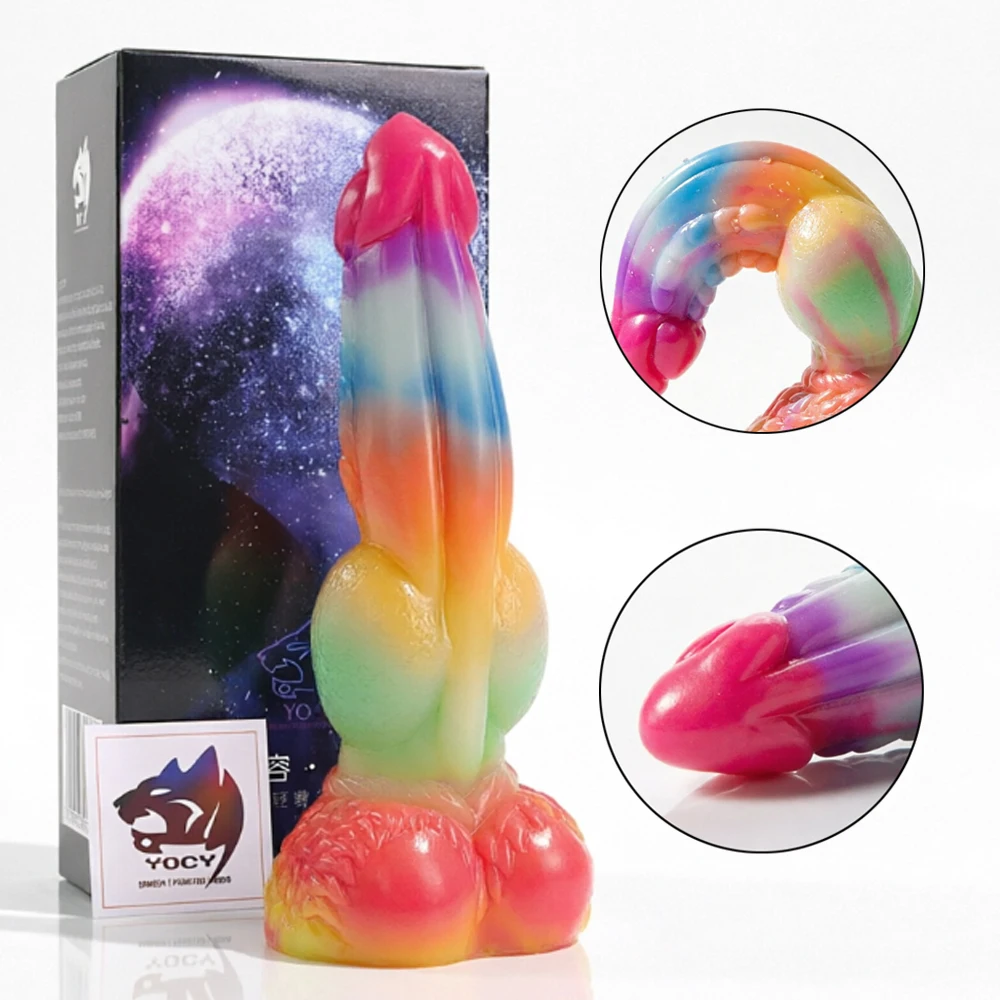 YOCY Huge Dildo Big Knot Fake Dog Penis Glowing In Dark Liquid Silicone Sex Toy For Man Woman Erotic Anal Masturbators Sexy Shop
