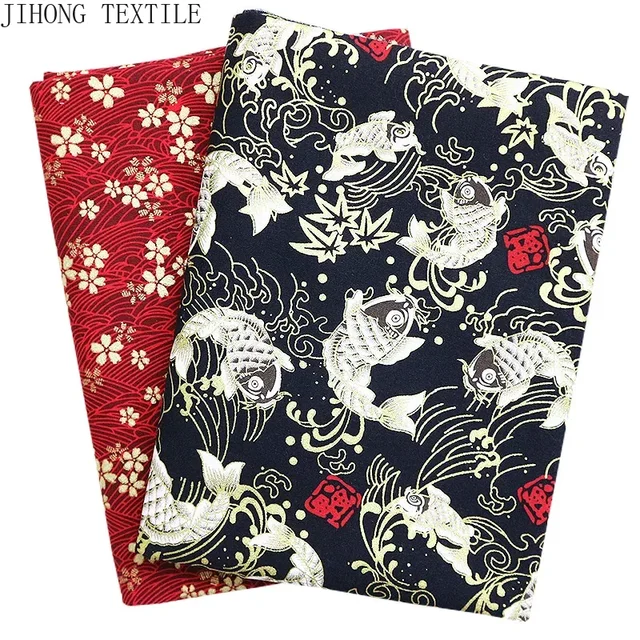 50x145cm Japanese Kimono Bronzed Fabric Sushi Cherry Blossoms Print Cotton Cloth DIY Materials Patchwork Accessories for Sewing 4 50x145cm Japanese Kimono Bronzed Fabric Sushi Cherry Blossoms Print Cotton Cloth DIY Materials Patchwork Accessories for Sewing 4