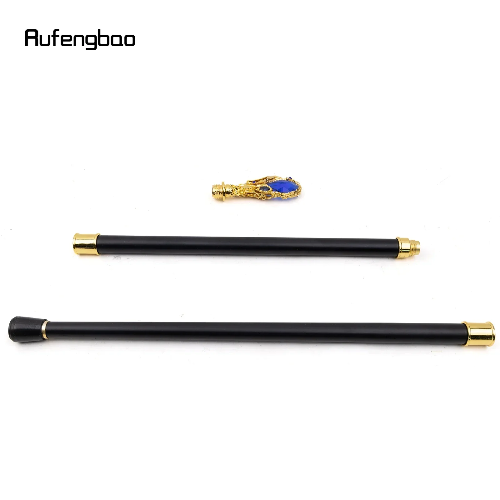 Blue Diamond Golden Walking Cane Fashion Decorative Walking Stick Gentleman Elegant Cosplay Cane Knob Crosier 95cm