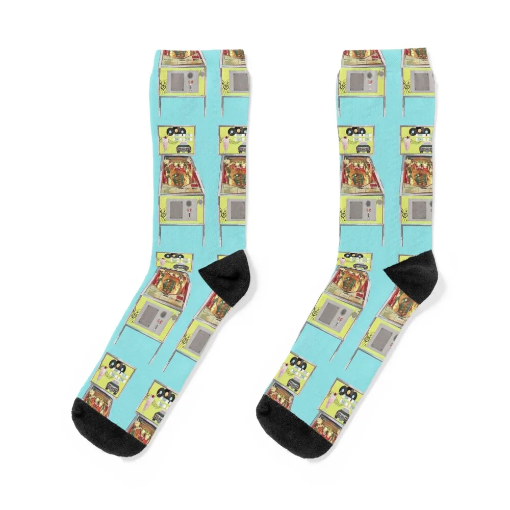 

PINBALL PATTERN YELLOW AND TEAL Socks professional running floral Stockings compression winter gifts Men's Socks Luxury Women's