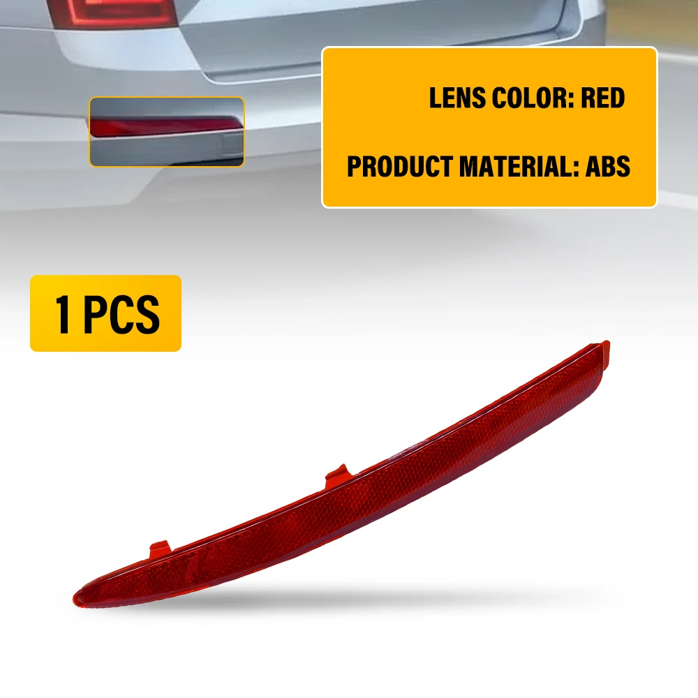 

OXILAM 1Pc Car Left Side Rear Bumper Reflector For Skoda Octavia 2008-2013 Red Lens Taillight Warning Signal Lamps 1Z0945105