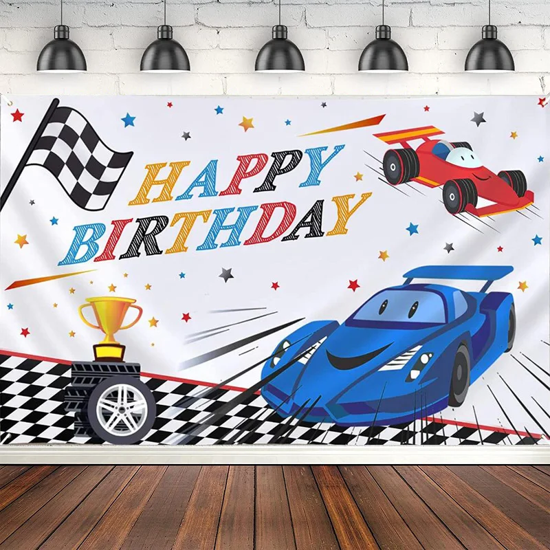 Racing Car Photography Backdrop Theme Birthday Party Decorations For Boys Kids Party Supplies Poster Banner Background