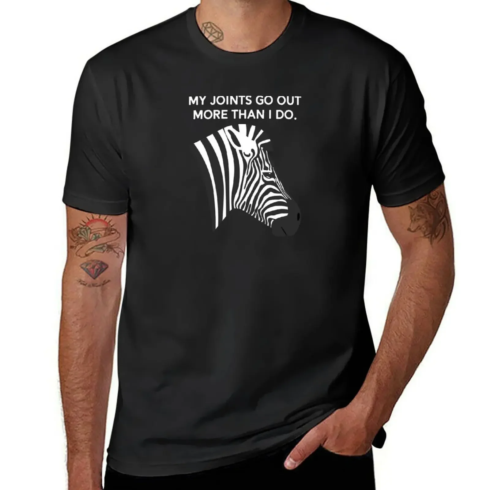 Ehlers Danlos Awareness My Joints Go Out More Than I Do Zebra Light Text T-Shirt summer clothes summer top mens clothes