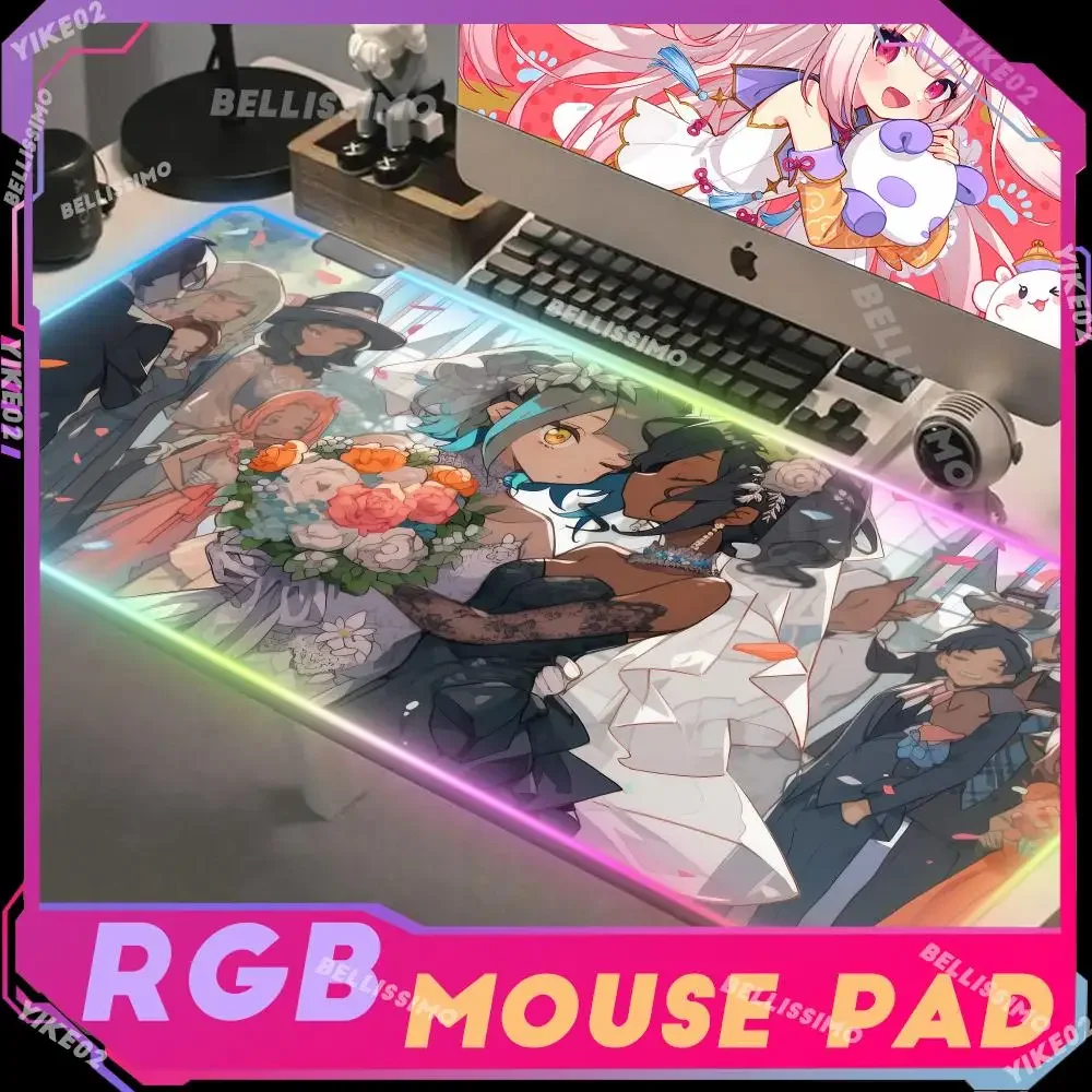 RGB wedding Gaming Anime Mousepad rubber Mouse Mats Large Gamer Mousepads Keyboard Pads Luminous Desk Mat Mouse Pad BacklitXXL