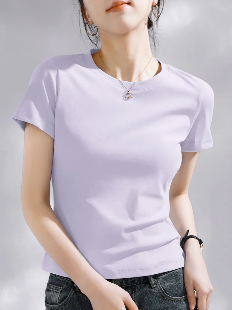 

Jeanswest Purple ort Sve Футболка женская Slim Fit Дизайн Лето Новый Sle Bodycon ort Length Повседневный круглый топ Ne