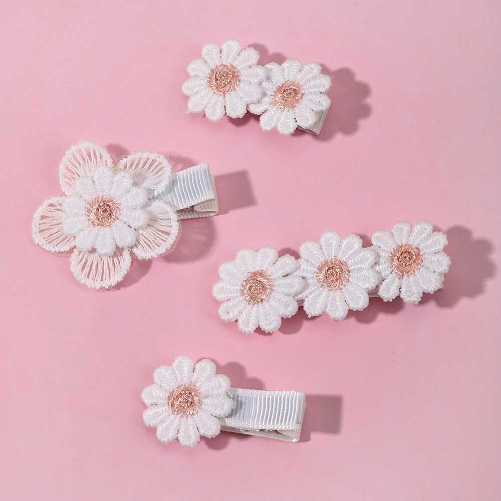 2Pcs Cute Baby Girl Hair Clips Daisy Flower Kids Hairpins Princess Barrette Child Hair Accessories Spring Korean Style Hairgrips