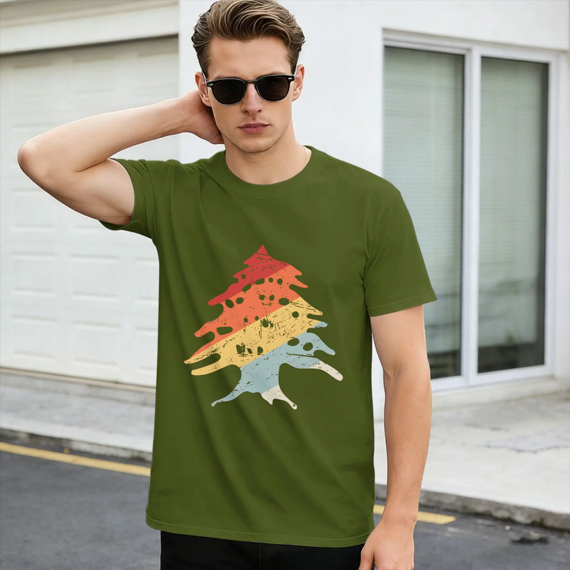 Lebanon T Shirt Summer Tree Cotton T-Shirts For Men Printed Tee Shirt Short-Sleeve Vintage Tees,