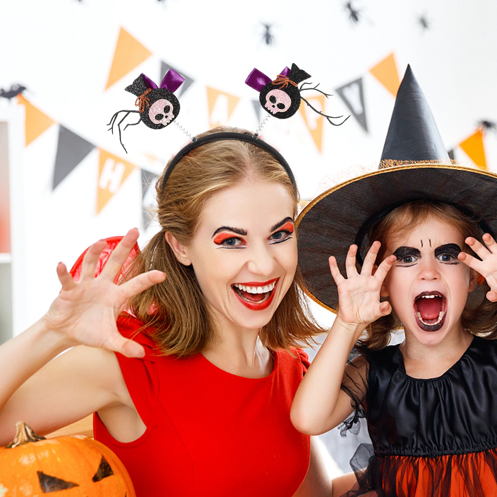 

3 Pcs Spider Headband Halloween Headdress Eyeball Hair Bands Accessories Ponytail Headwear Headbands Miss