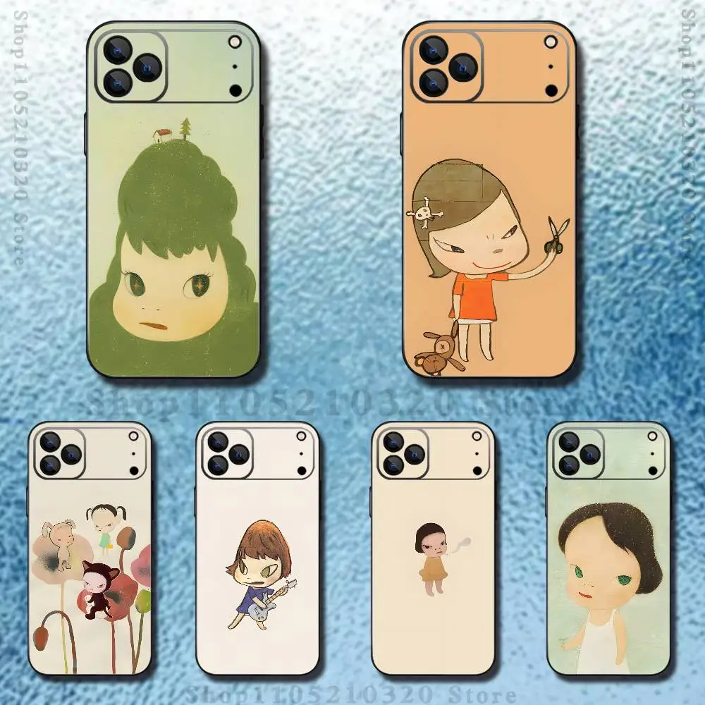 

Cute Y-Yoshitomo N-Nara Phone Case For iPhone 17,16,15,14,13,12,11 ,Pro Max,XS,X,XR,SE,Mini,8,7,Soft Silicone Black Cover