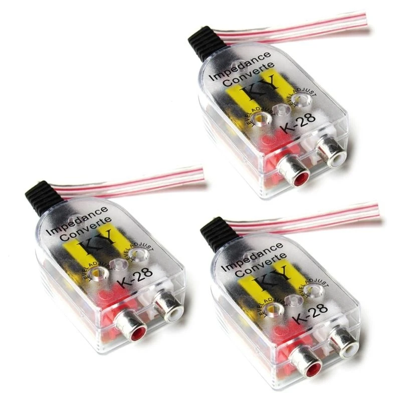 

652F High Levels Speakers to Low Levels Adapter Car High to Low Subwoofer Converter 2 Channel Impedance Converter