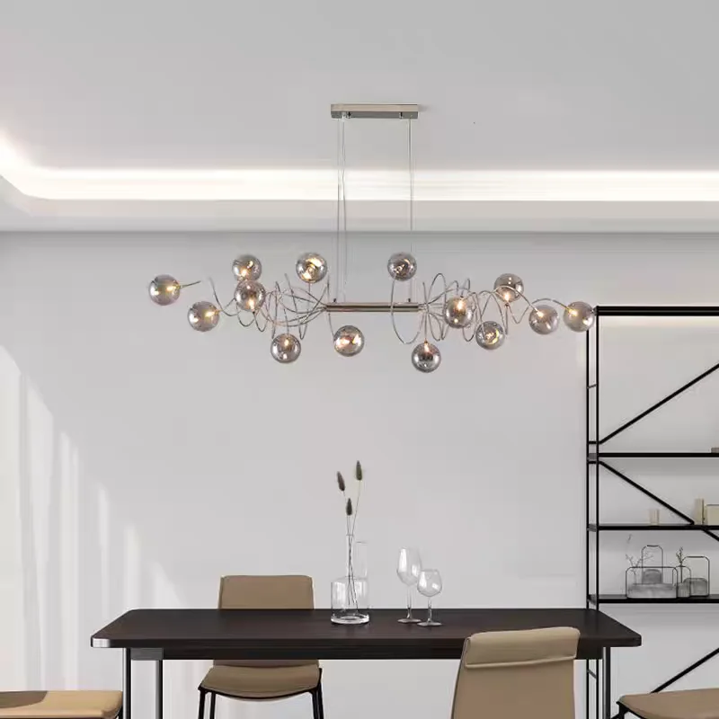 

Postmodern Artistic Design Magic Bean Chandeliers, Clear Glass Globe Led Lighting, Living Room Bar Lamps, Indoor Decor, Dimmable