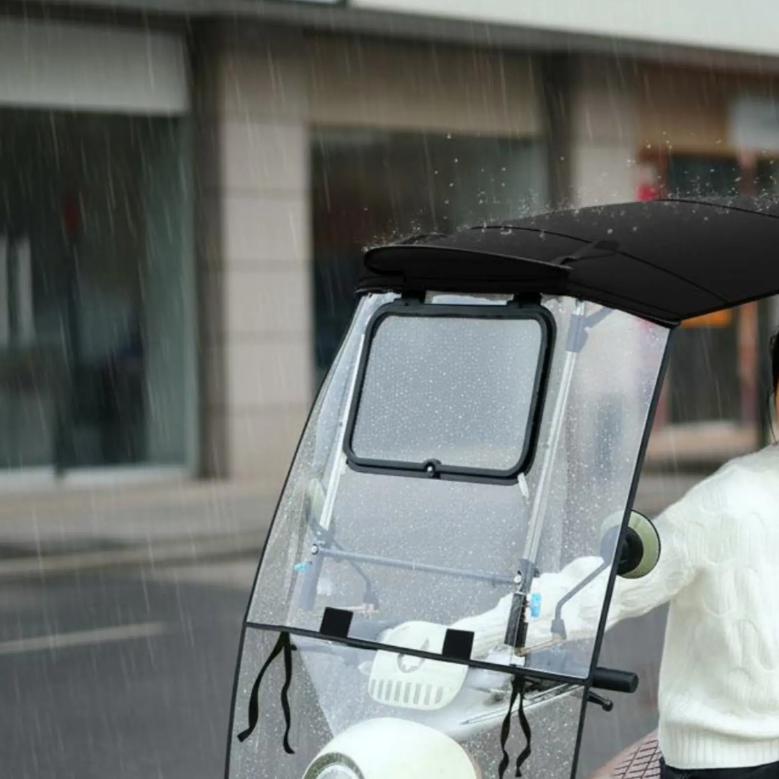 Electric Scooter Rain Cover Resistant Foldable Scooter Rain Shelter Detachable Electric Bike Canopy Easy to Install - view 5