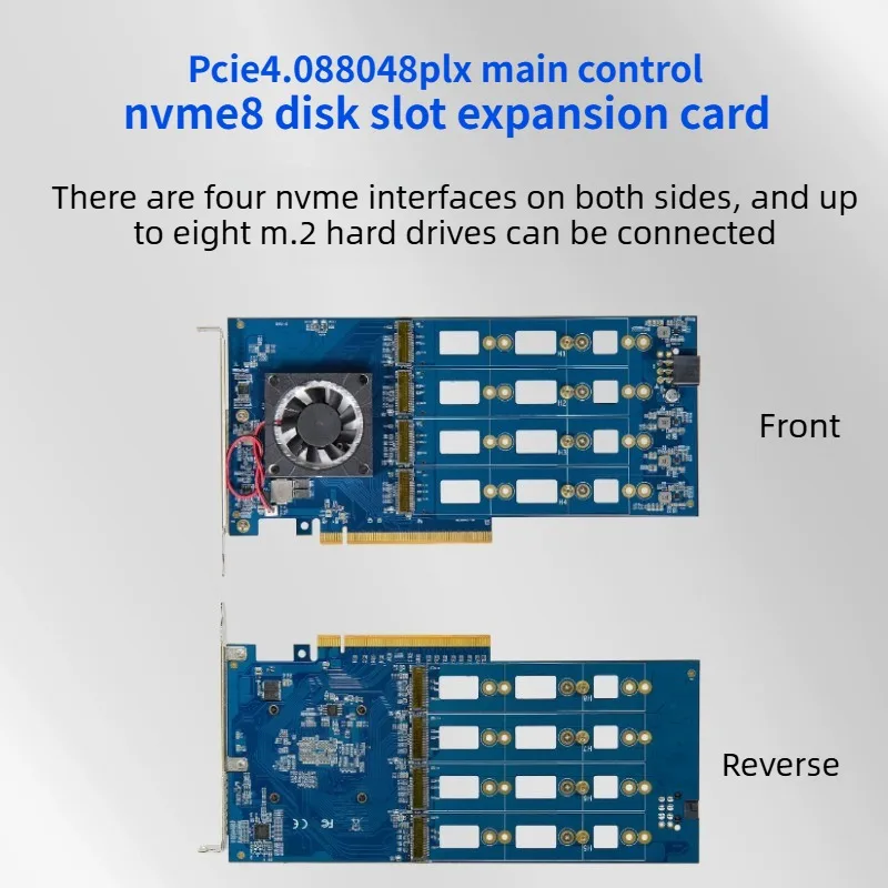 PEX88048 PCIe4.0 Expansion Card M.2 Nvme Hard Disk Free Main Board Split 8 Disk Position for Computer Upgrade