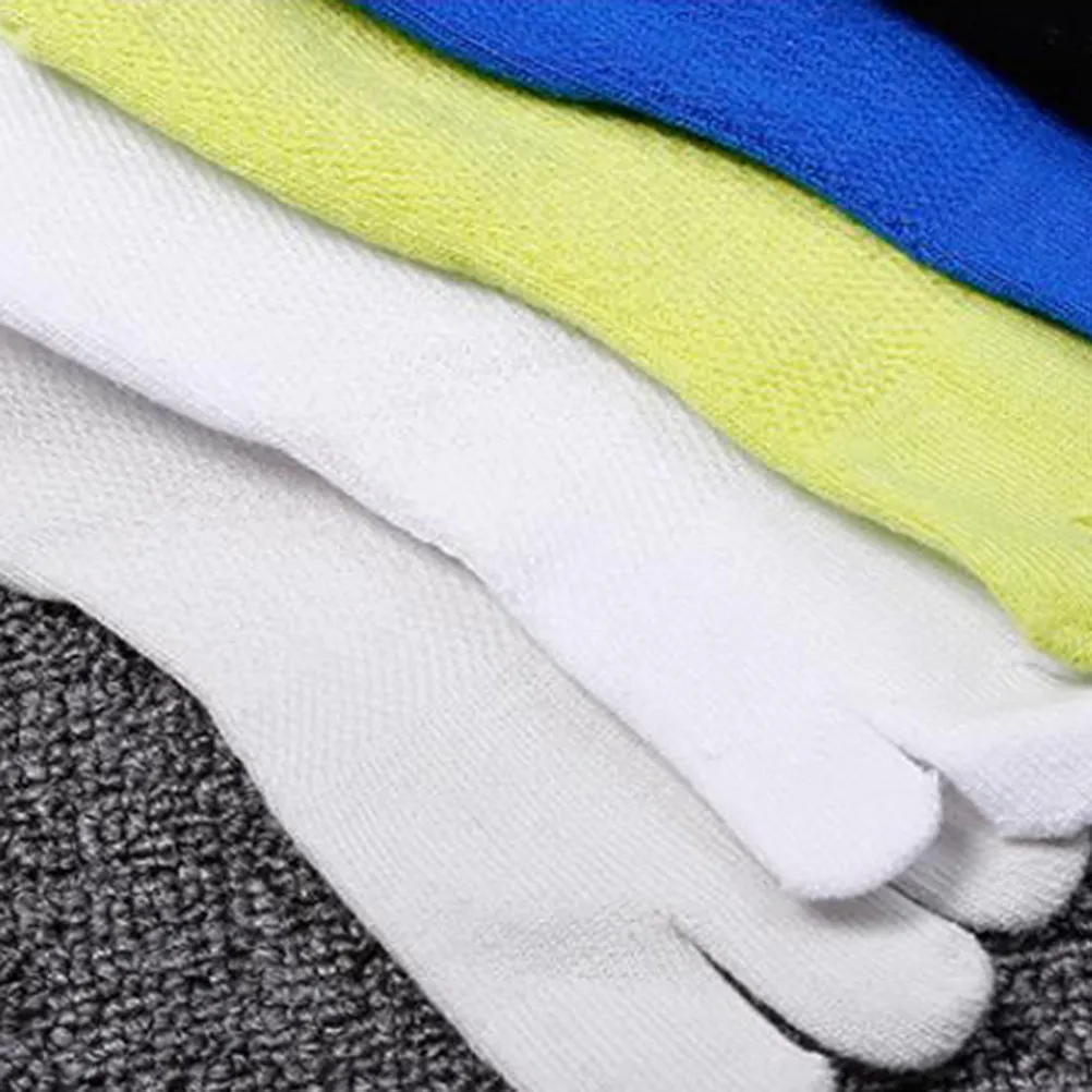 Men Cotton Low Cut Running Five Finger Toe Socks Breathable Mesh Quick Dry Athletic White Five Finger Socks for Men