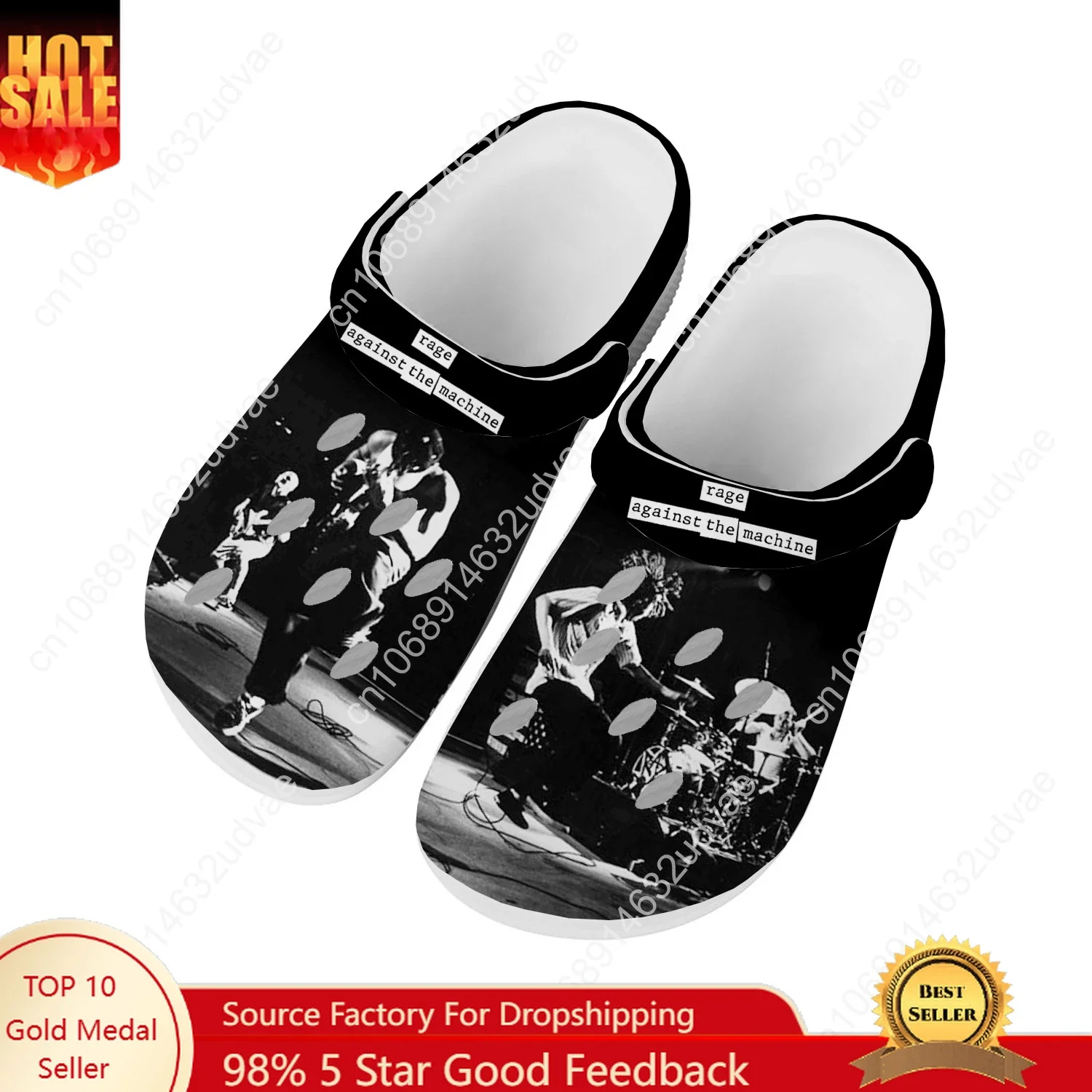 

Rage Against The Machine Water Shoes Mens Womens Comfortable Home Garden Clogs Customizd Sandals Beach Breathable Hole Slippers
