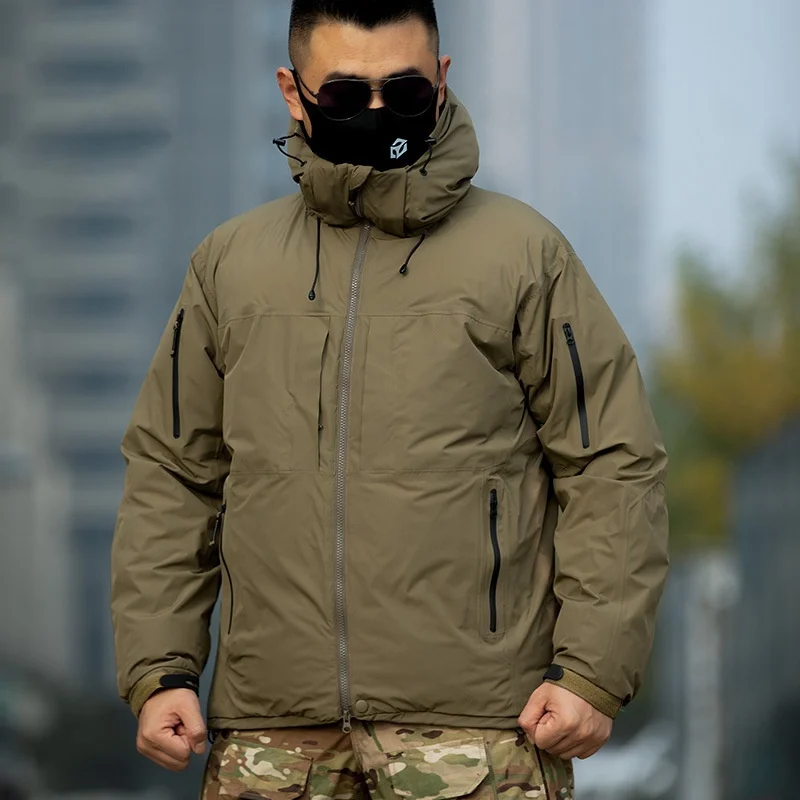 Outdoor Hiking Waterproof Tactical Cotton Jacket Men's Winter Thick Windproof Warm Windbreaker Lightweight Hooded Padded Coat