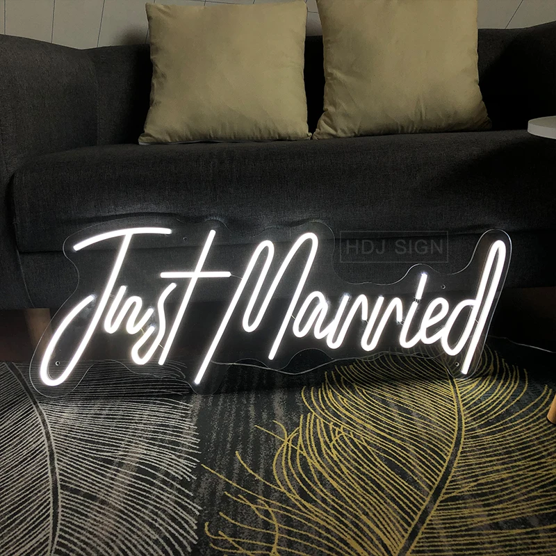 Just Married Custom Neon Sign LED Light Wall Decor For Home Hotel Hall Propose Wedding Party Lighting Background Decor