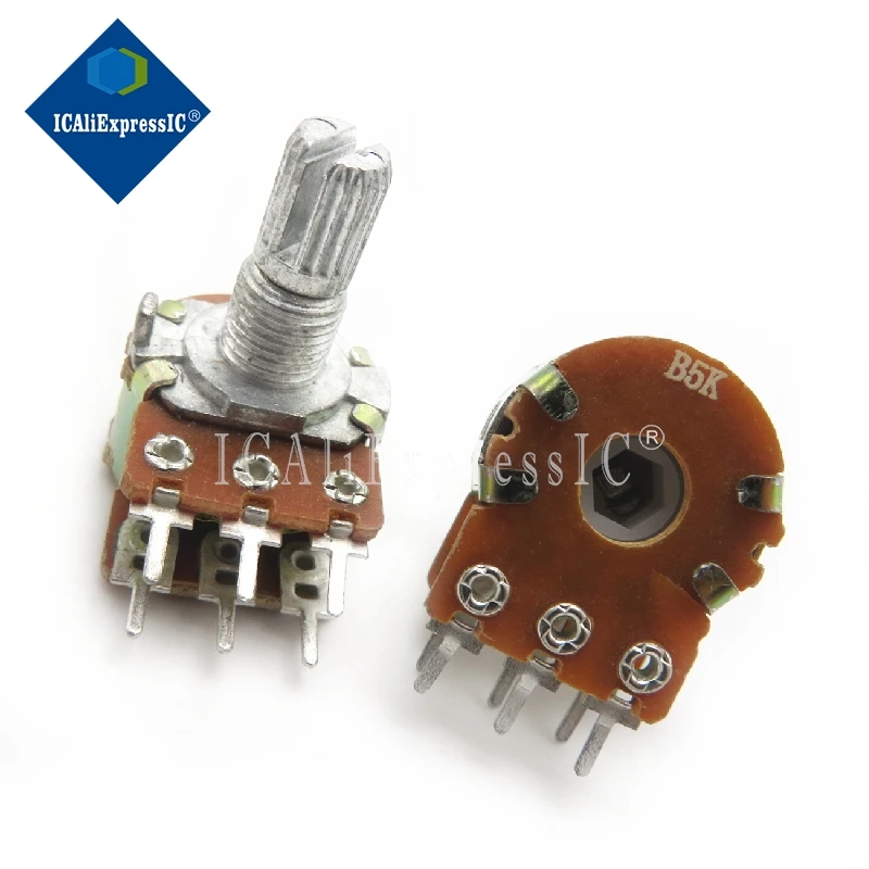 5pcs/lot B1K B2K B5K B10K B20K B50K B100K B500K B1M 6Pin Shaft WH148 Potentiometer 1K 2K 5K 10K 20K 50K 100K 500K 1M