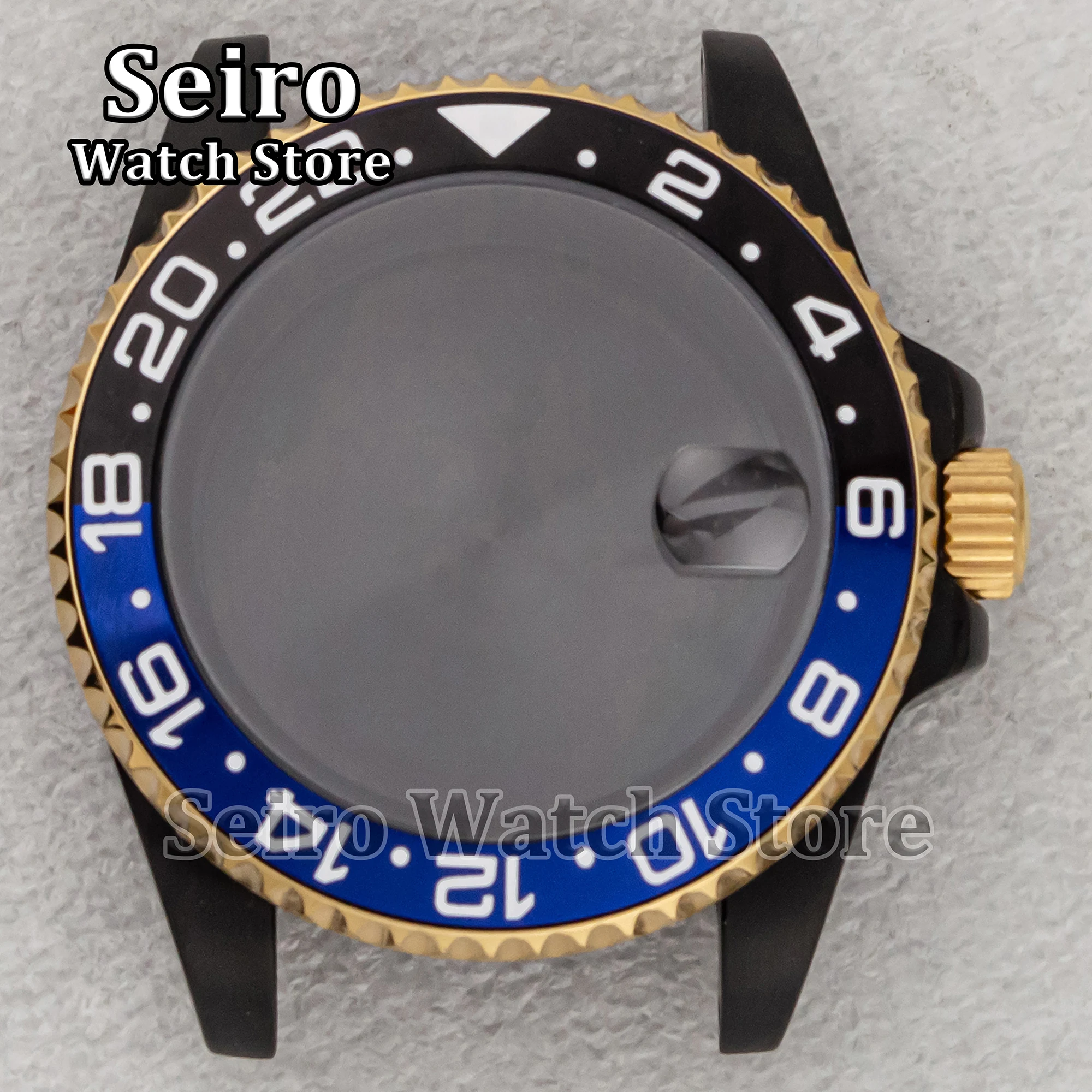 Stainless Steel Watchcase 40MM NH35 Case PVD Black Gold 10ATM Waterproof Modification Sapphire Glass for GMT NH34 NH36 Movement