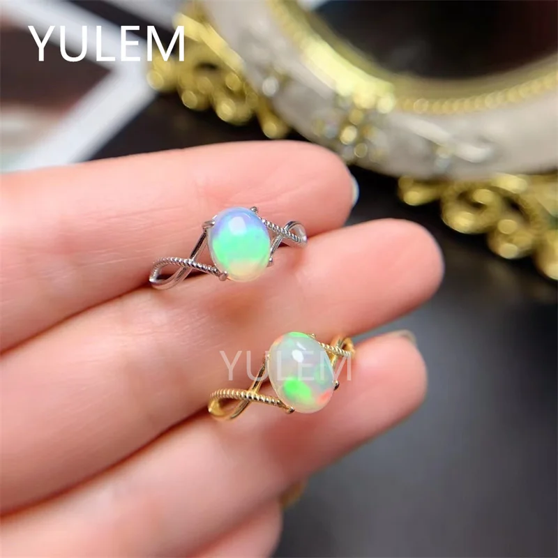 VVS Grade Natural Opal Ring for Woman 7 Mm*9 Mm High Quality Opal Silver Ring 925 Silver Opal Ring for Engagement