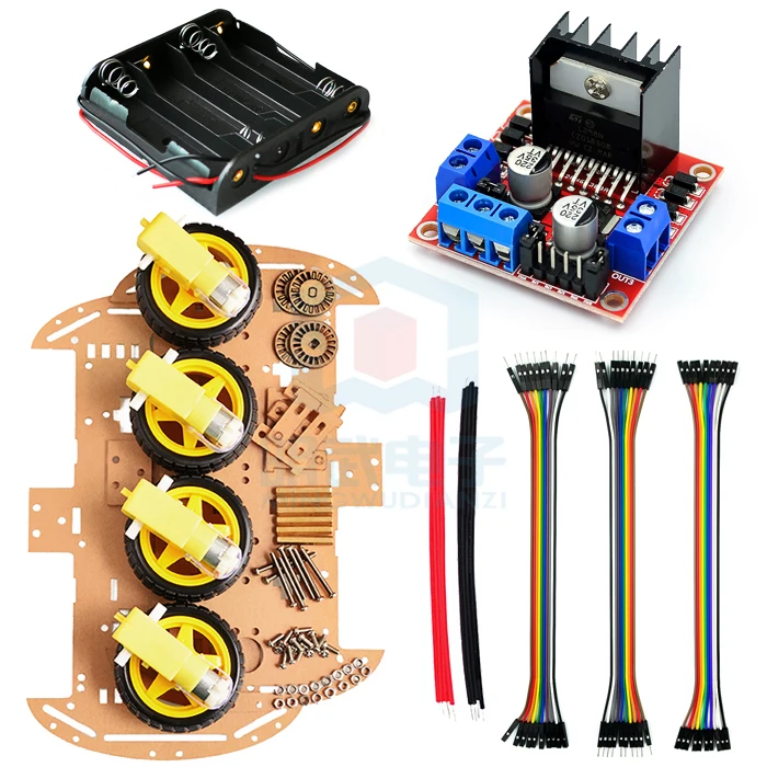 Smart Small Frame double-layer Chassis 4WD Tracking Obstacle Avoidance With L298N Drive Module