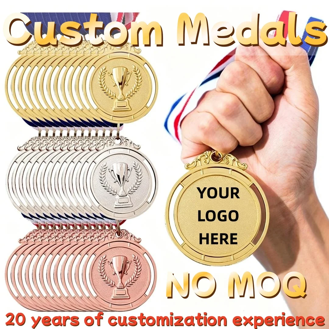 Custom Sport Medal Gold Silver Bronze 3D Engraved LOGO Award Medallion for Race Dance Football Soccer Basketball Competition