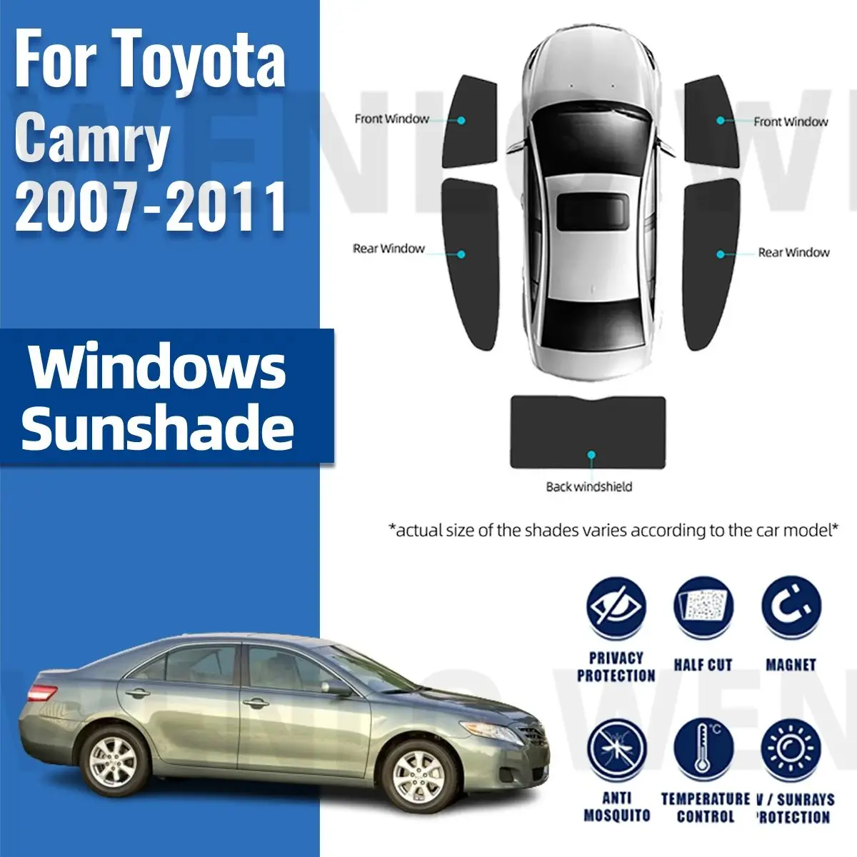 

For Toyota Camry XV40 Aurion 2007-2011 Rear Side Window Sun Shade Car Sunshade Magnetic Front Windshield Mesh Curtain