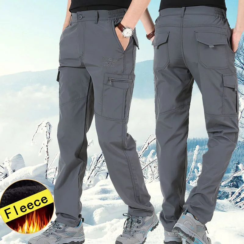 

Men Winter Thick Warm Cargo Pants Casual Fleece Linner Outdoor Waterproof Long Trousers Baggy Joggers Worker Cargo Pants 4XL Men