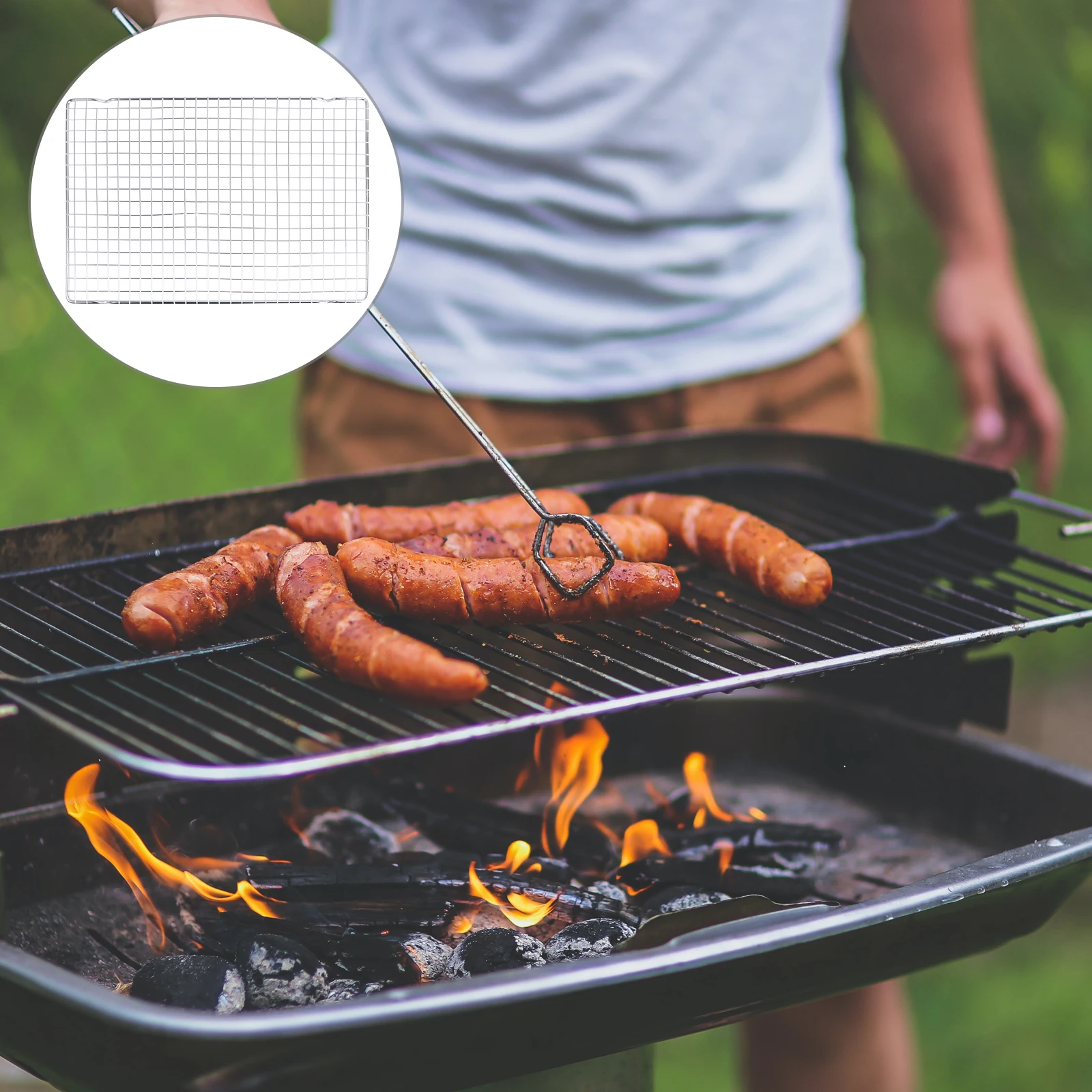 

Stainless Steel Cake Cooling Rack Baking Bread Drying Barbecue Net Outdoor Tray Silver Multi Purpose Kitchen Utensils